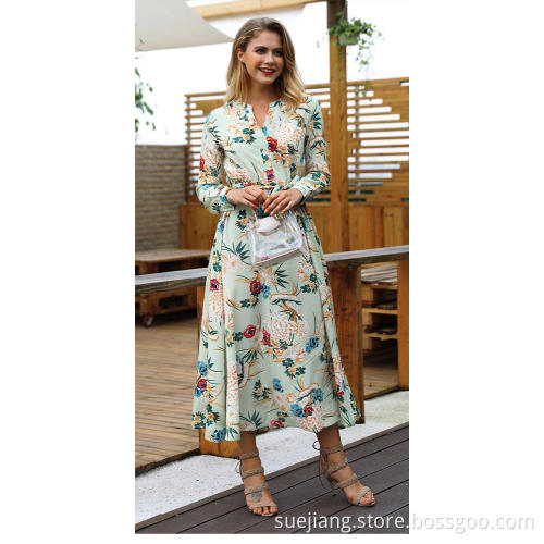 Women Casual Long Sleeve Chiffon Lace Dress